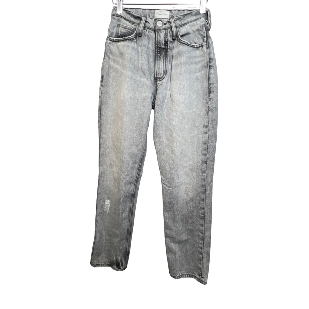 FRAME High'N'Tight Straight Jeans Everwood Grey Cotton Denim 24‎